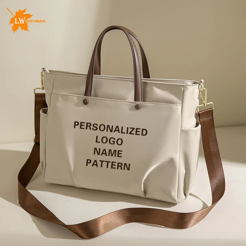 Customized Nylon Handbag Laptop Bag Women's Shoulder Bag Handheld Large Capacity Crossbody Bag Girls' Handbag Printed Logo
