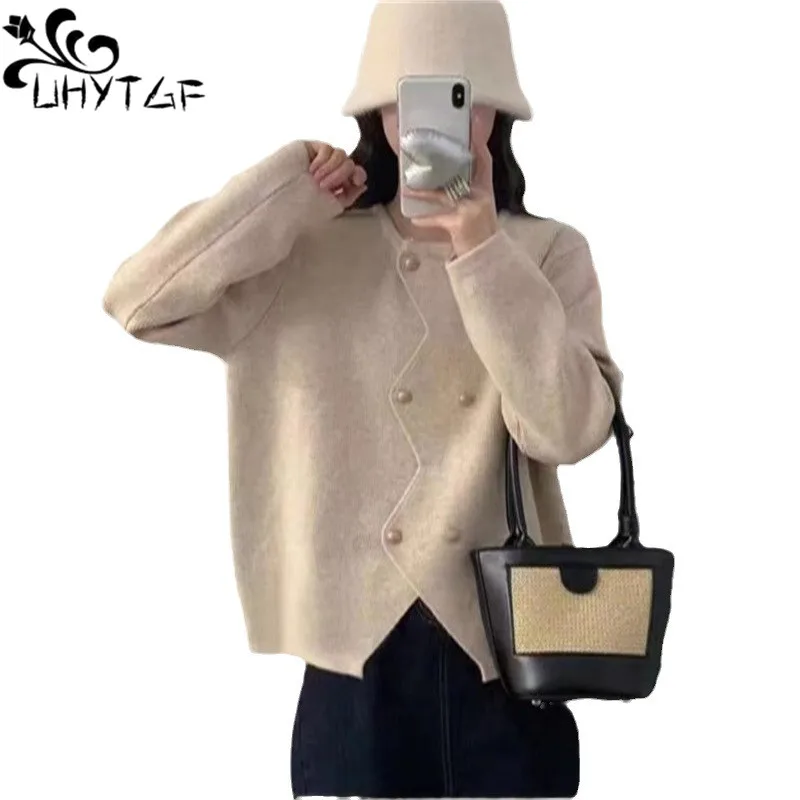 

Knit Cardigan Women New Lazy Irregular Design Double Breasted Knitwear Coat Female Long Sleeve Autumn Winter Sweater Ladies 2332