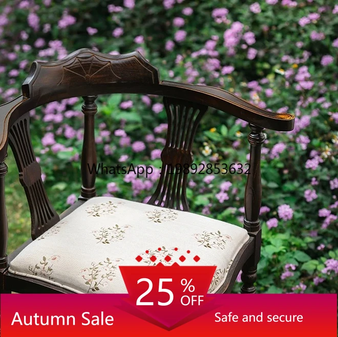 

Living Room Balcony Backrest Armrest Triangle Chair Bedroom Dressing Chair Vintage Solid Wood Dining Chair