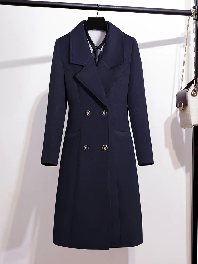 Professional wear, woolen coat, women's medium and long temperament, woolen jacket, jewelry, sales department, work clothes,