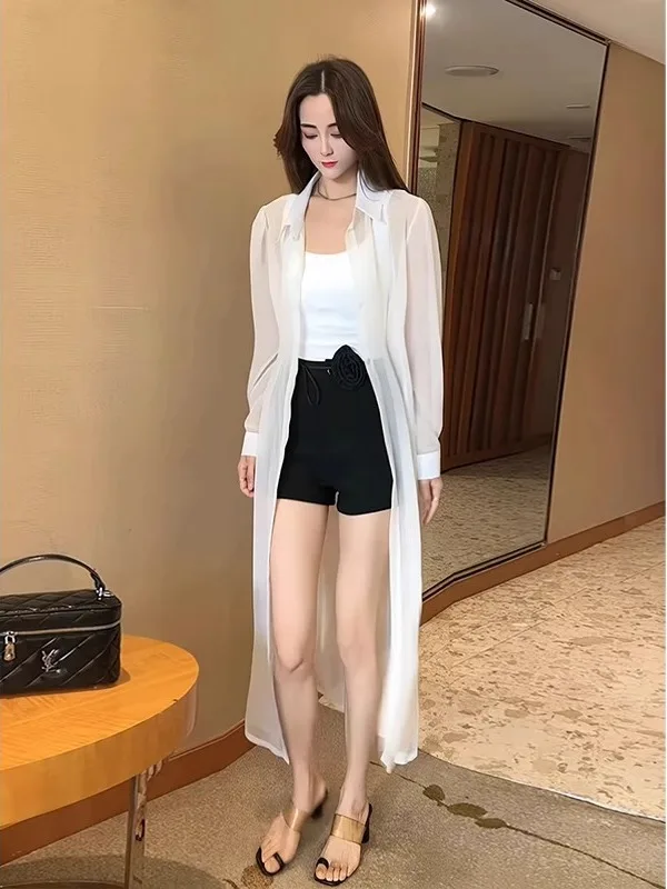 Lungo Sve Donna Estate 2025 New Fairy Capispalla Faion Protezione solare irt Cappotto cardigan sottile al ginocchio Casual Commut...