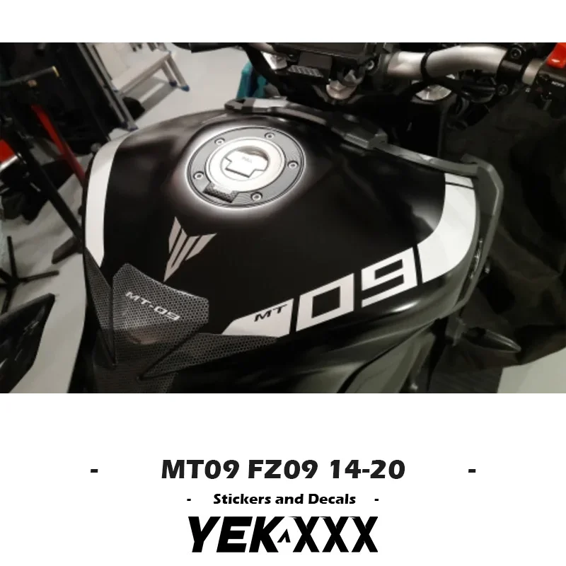 MT-09 FZ-09 14-20 curva do tanque de combustível da motocicleta oco adesivo decalque cor personalizada para yamaha mt09 fz09 2014-2020 adesivo decalque