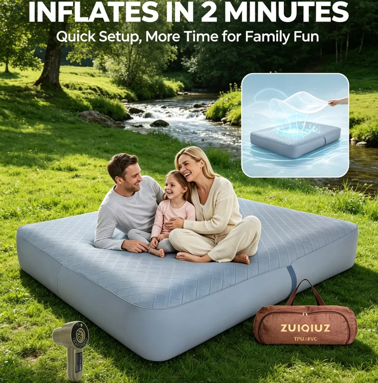 Drop Stitch Inflatable Car Bed Mattress Outdoor Travel TPU Air Pad Bed Queen Size 2m*1.8m Camping Glamping Waterproof Air Beds