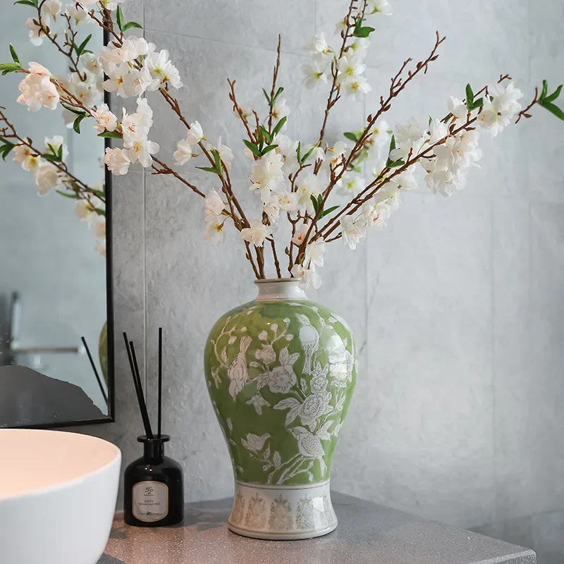 

Ceramic Vase Plum Blossom Pattern Blue and White Porcelain Vase Flower Arrangement Accessories Home Decoration Accessories