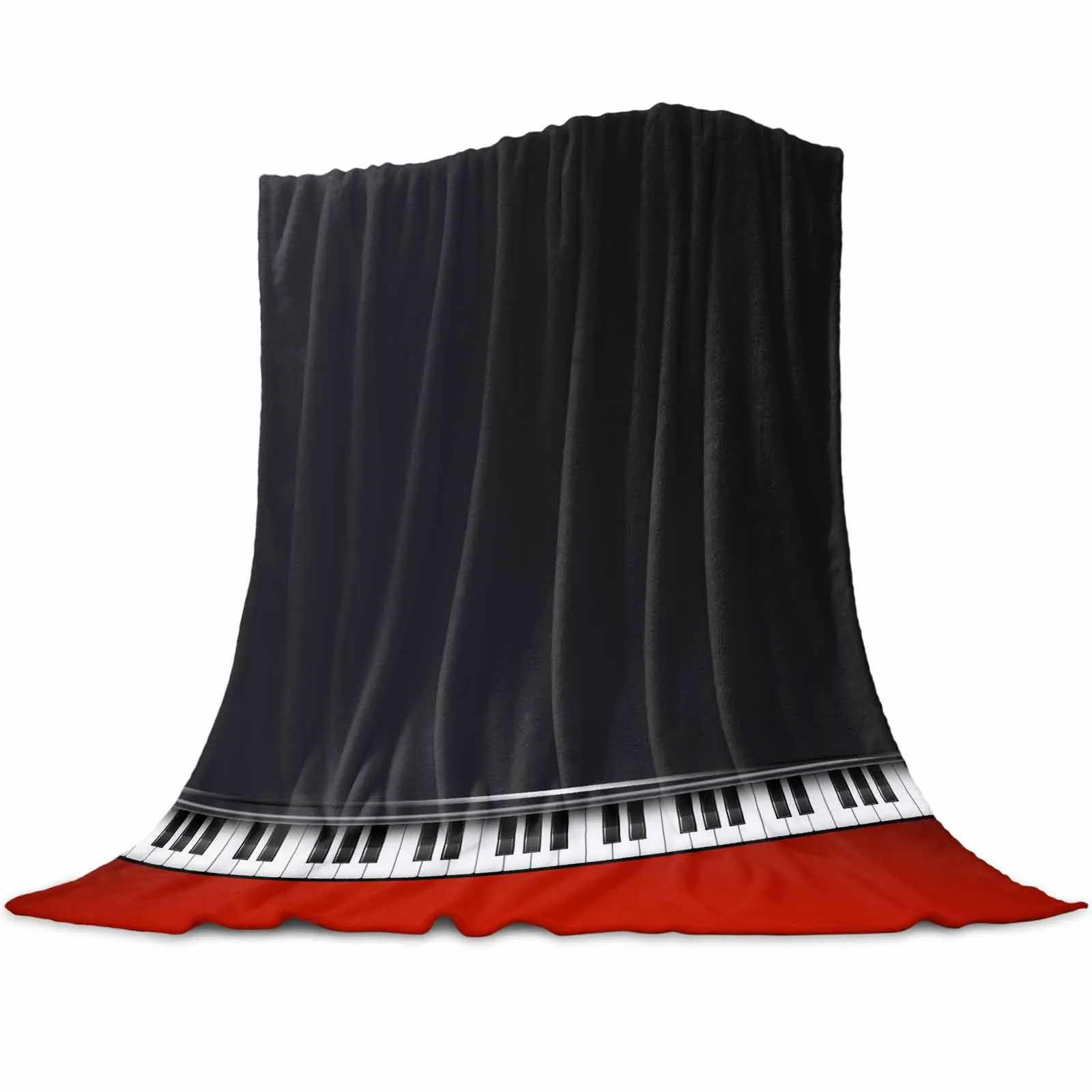 

Red And Black Piano Keys Blankets Portable Soft Throw Blanket for Bed Office Bedspread Home Decor Flannel Blanket