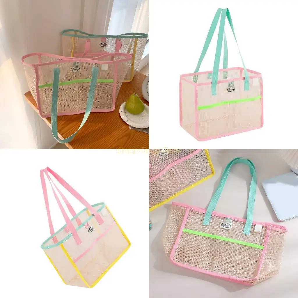 

X90D Oversized Mesh Beach Bag Lightweight Breathable Design Shoulder Bag Quick Dry Handbag For Pool Travel Gym Accessories