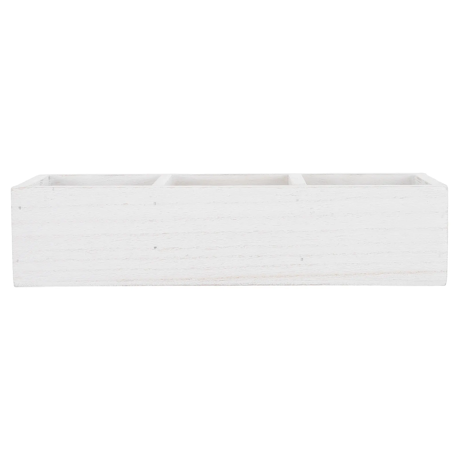Wooden Tea Chest Organizer 3 Section White Compact Wood Tea Bag Storage Box Sugar Packet Holder Kitchen Countertop Organization