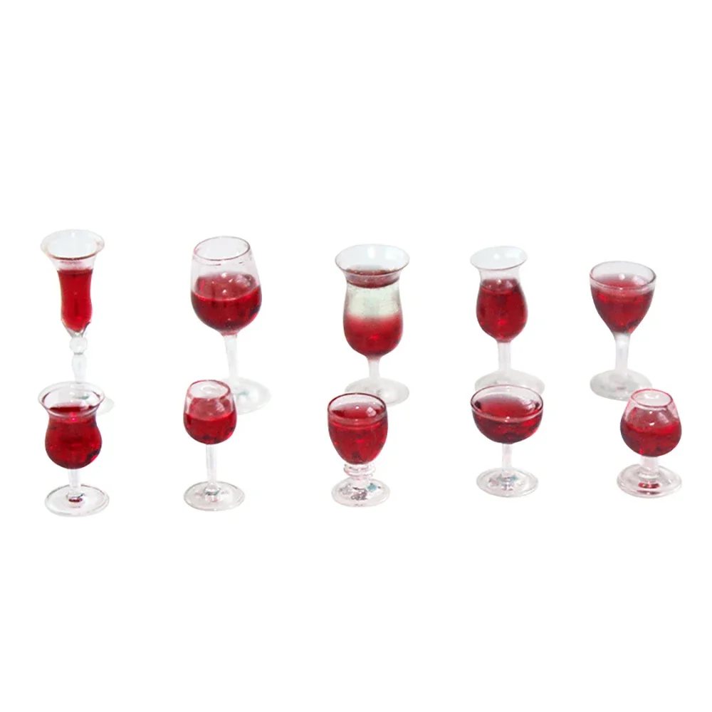 1Pcs 1/12 Dollhouse Miniature Accessories Mini Resin Red Wine Glass Simulation Goblet Cup Model for Doll House Decoration