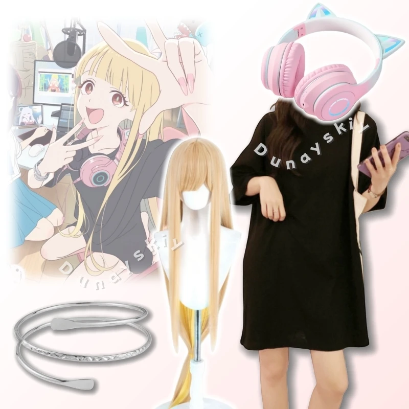 

Anime Cosmic Princess Kaguya! ‌Cosplay Costume Kaguya Full Set With Costume Wig Bracelet & Pink Headphones Daily Pajamas