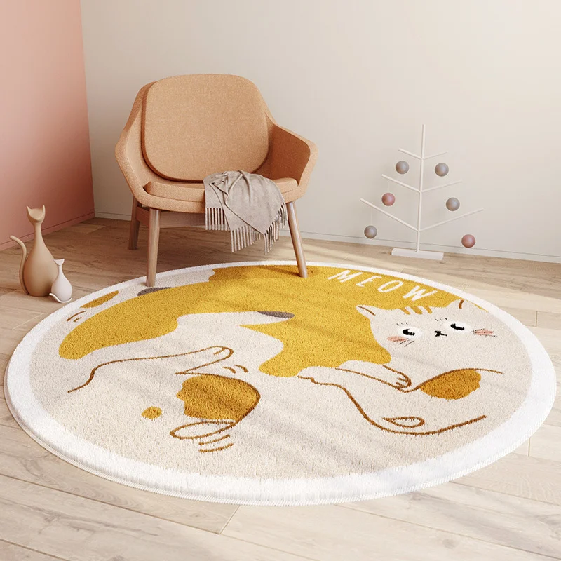 Modern Ins Thickened Largearea Living Room Carpet Round Cartoon Cute Soft Children Room Carpets Comfortable Easy Care Home Rug