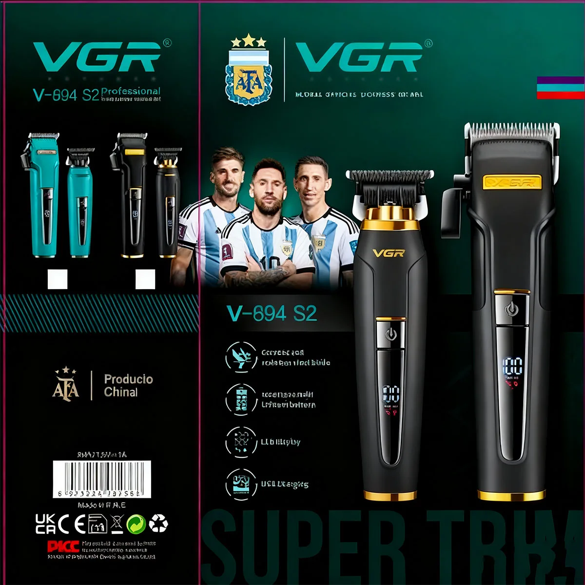 

VGR Hair Trimmer Electric Barber Clippers Cordless Hair Cut Machine Hair Trimmer Rechargeable Clippers and Trimmers Set V-694 S2
