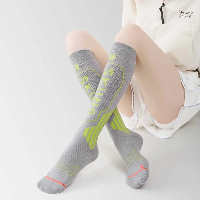 2025 neue Winter Print Frauen warme Ski socken atmungsaktive schnell trocknende Outdoor-Ski socken Männer Erwachsene Sport Schweiß absorptions socken