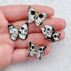 10pcs  Alloy Charms Halloween Black Skull Butterfly Charms Pendant Designer CharmsFit Jewelry Making DIY Jewelry Findings
