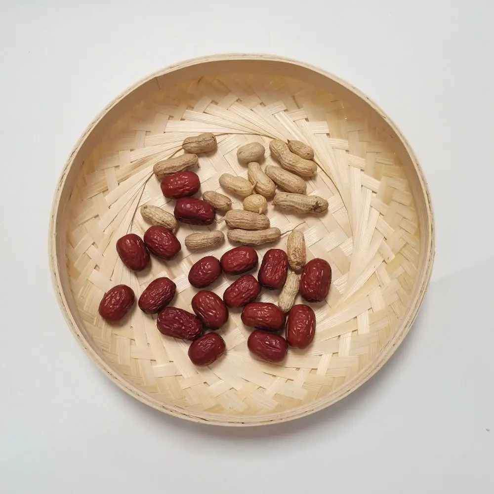 

Плетеный бамбуковый поднос ручной работы Круглый бамбуковый тканый корзина Плетеная корзина для хлеба