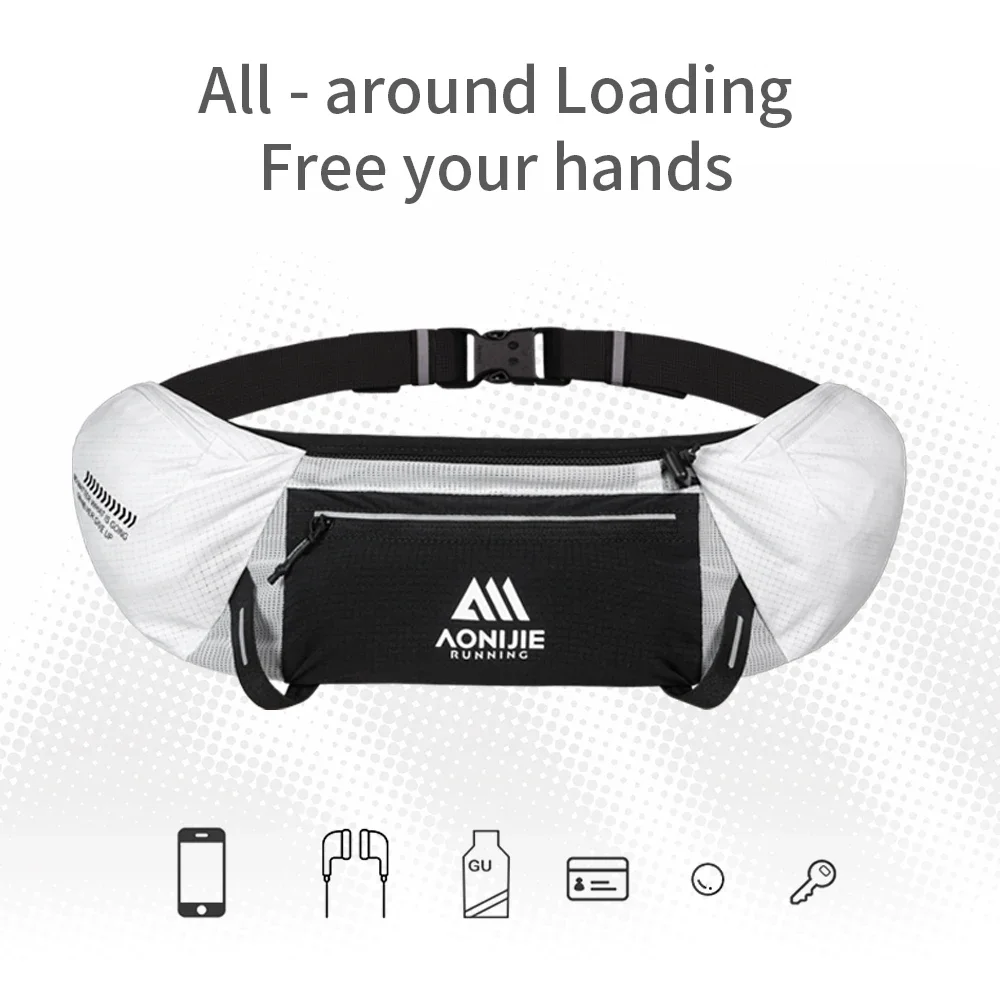 AONIJIE W8138 Running Bag Belt for Men Woman with 500ml Soft Flask Hydration Marathon Walking Jogging Waist Pack