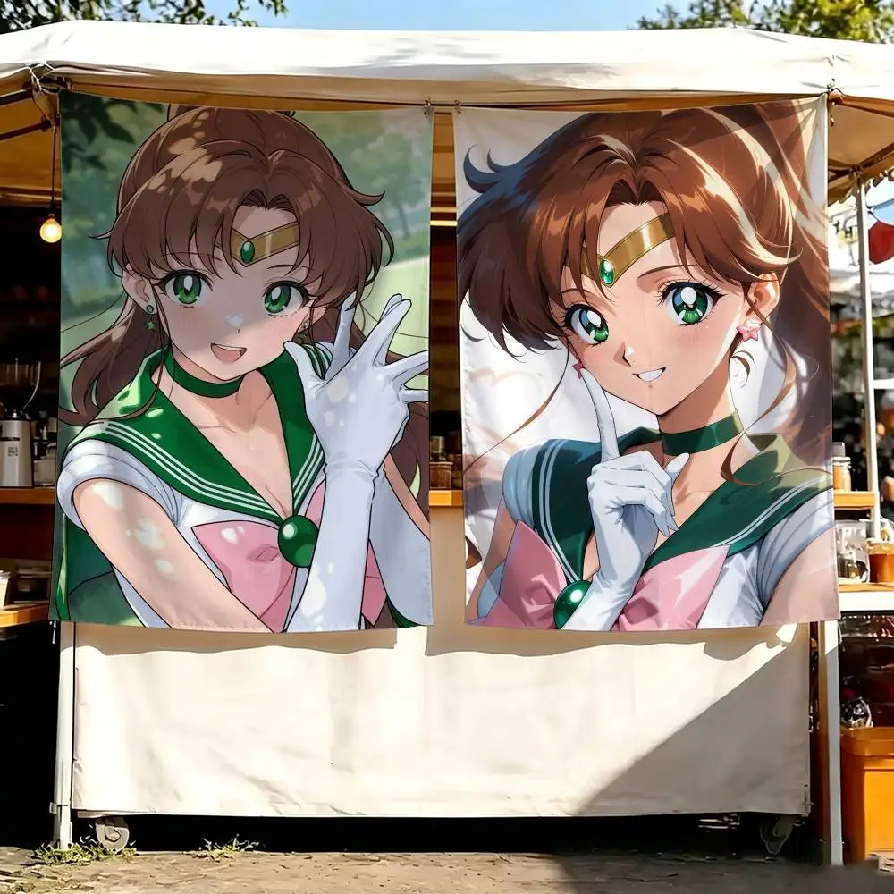 S-Sailor Moon Kino Makoto Flags Wall Hanging Background Art Banner for Bedroom Home Outdoor Decor