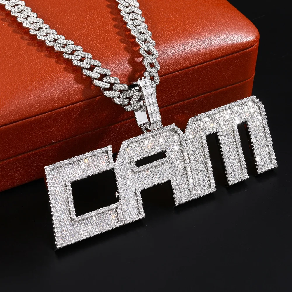 

Полный CZ индивидуальное имя, буквенная табличка, кулон со льдом, кубический цирконий, персонализированное ожерелье, подарок в стиле хип-хоп для мужчин, роскошные ювелирные изделия