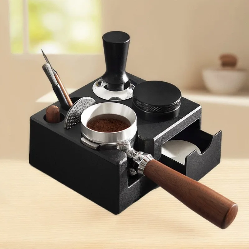 51mm Coffee Tamper Base Kit 3‑Piece Coffee Tool Set Black Espresso Machine Replacement Accessories