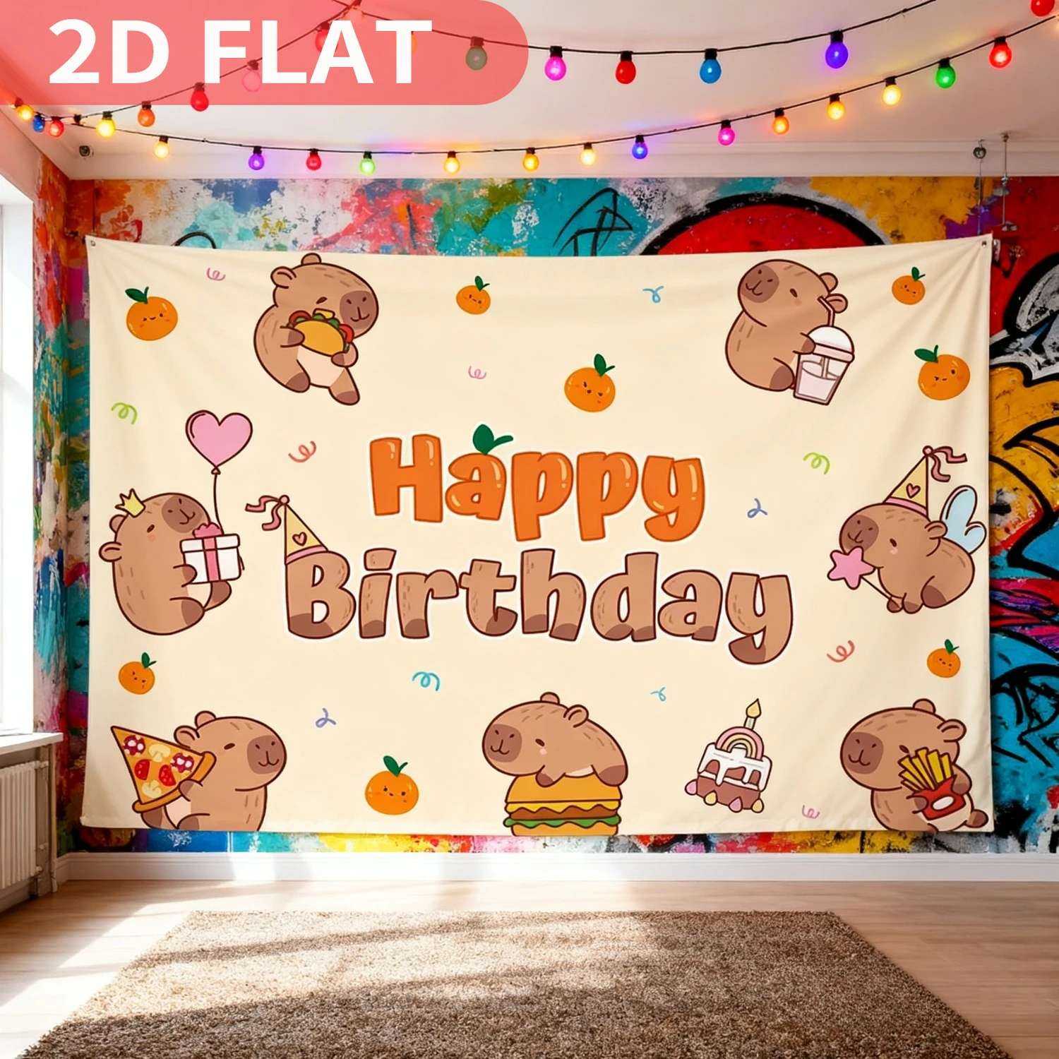 

1pc 7x5ft Happy Birthday Backdrop for Capybara Theme, Capybara Photography Background Capybara Theme Party Supplies