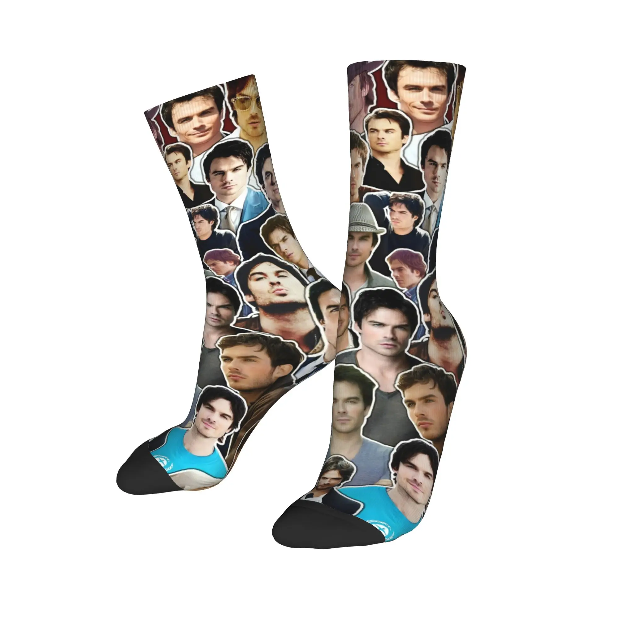 Damon Salvatore Socks Men Women Funny The Vampire Diaries  Socks Hip Hop Spring Autumn Winter Middle Tube Stockings Gifts