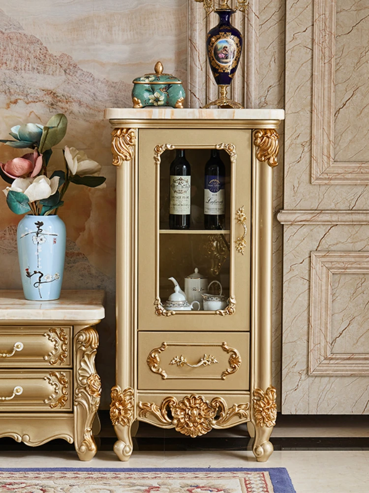 Living Room Curio Champagne Gold Single Door Glass Wine Storage Side Small Apartment