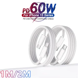 PD 60W Fast Charger 6A USB C Type C 2m Cable For iPhone 16 15 Pro Quick Charging For Macbook Huawei Samsung Xiaomi Data Cable