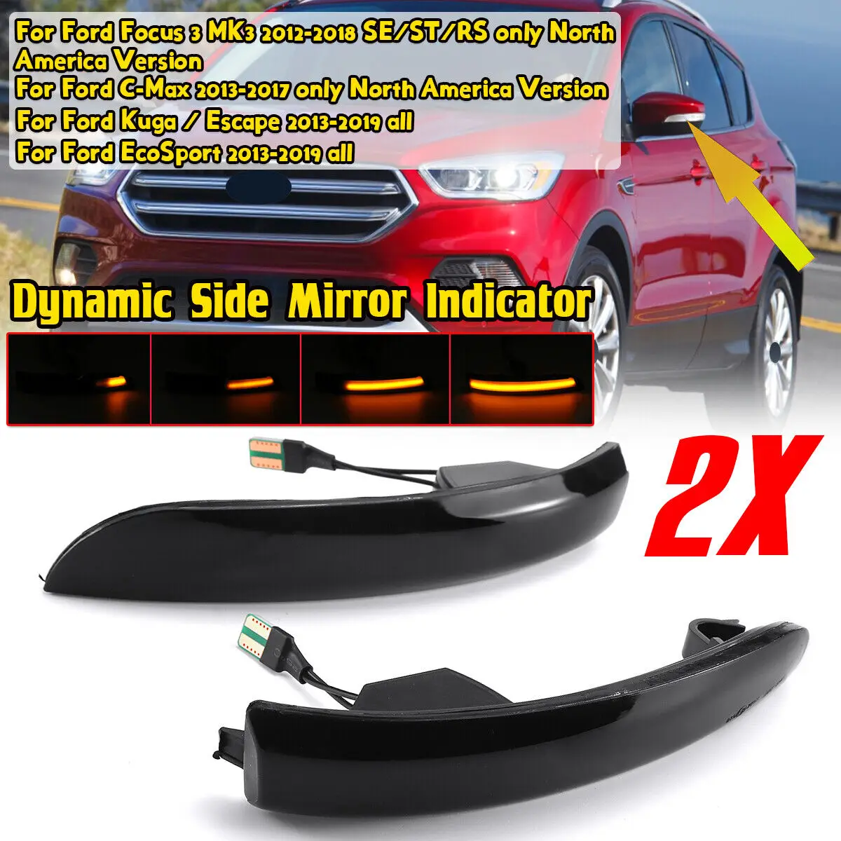 

Фонарь поворотный для Ford Kuga Escape EcoSport 2013-18 Focus 3 MK3 SE ST RS