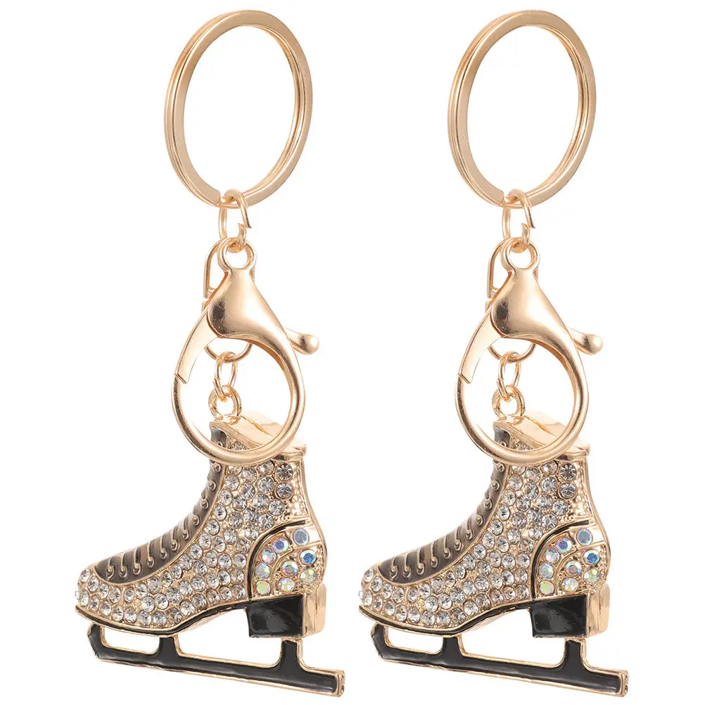 

2 шт. очаровательных брелоков в виде коньков для фигурного катания, декоративные брелоки со стразами, металлические подвески для сумок, украшения, идея подарка на день рождения
