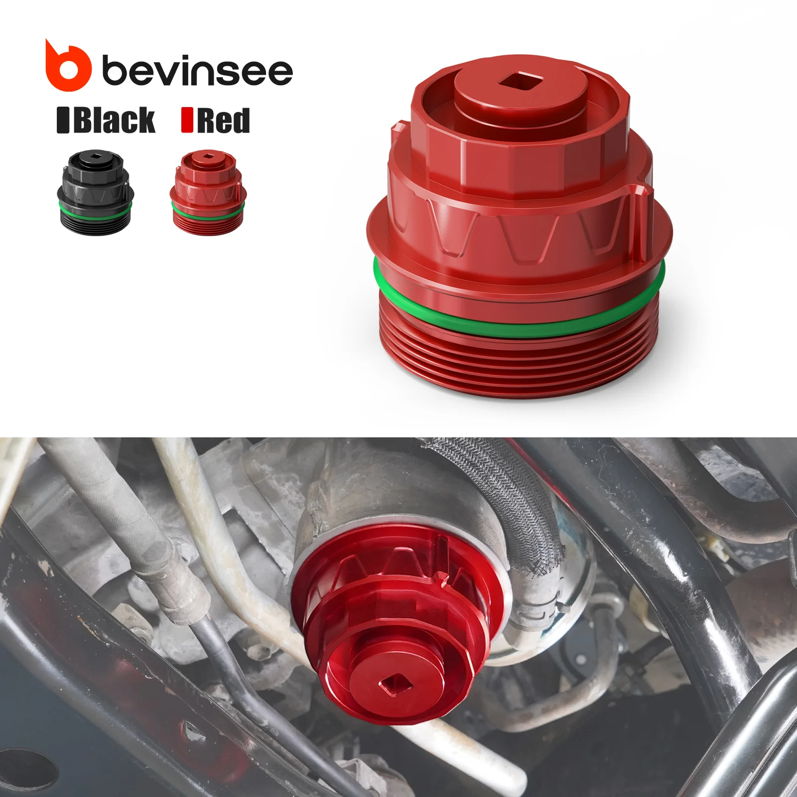 

BEVINSEE For 4.0L V6-Gas Engine Aluminium Oil Filter Housing Cap For Toyota 4Runner 2010-2024, FJ Cruiser 2010-2014, Tundra 2014