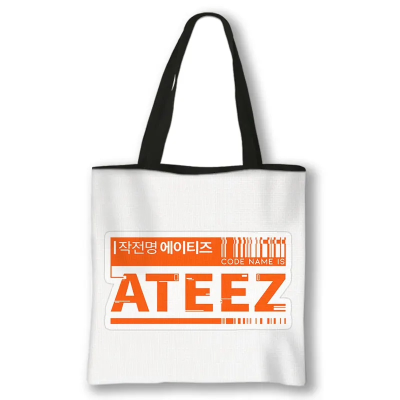 Bolso de hombro informal con estampado de Kpop Korea Band ATEEZ para mujer, bandolera de gran capacidad, bolso de compras a la moda, regalo