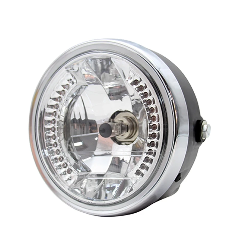 Motorcycle Modified Retro Headlights 8 Inch Angel Ring Headlights for Chopper Far Near Light Steering