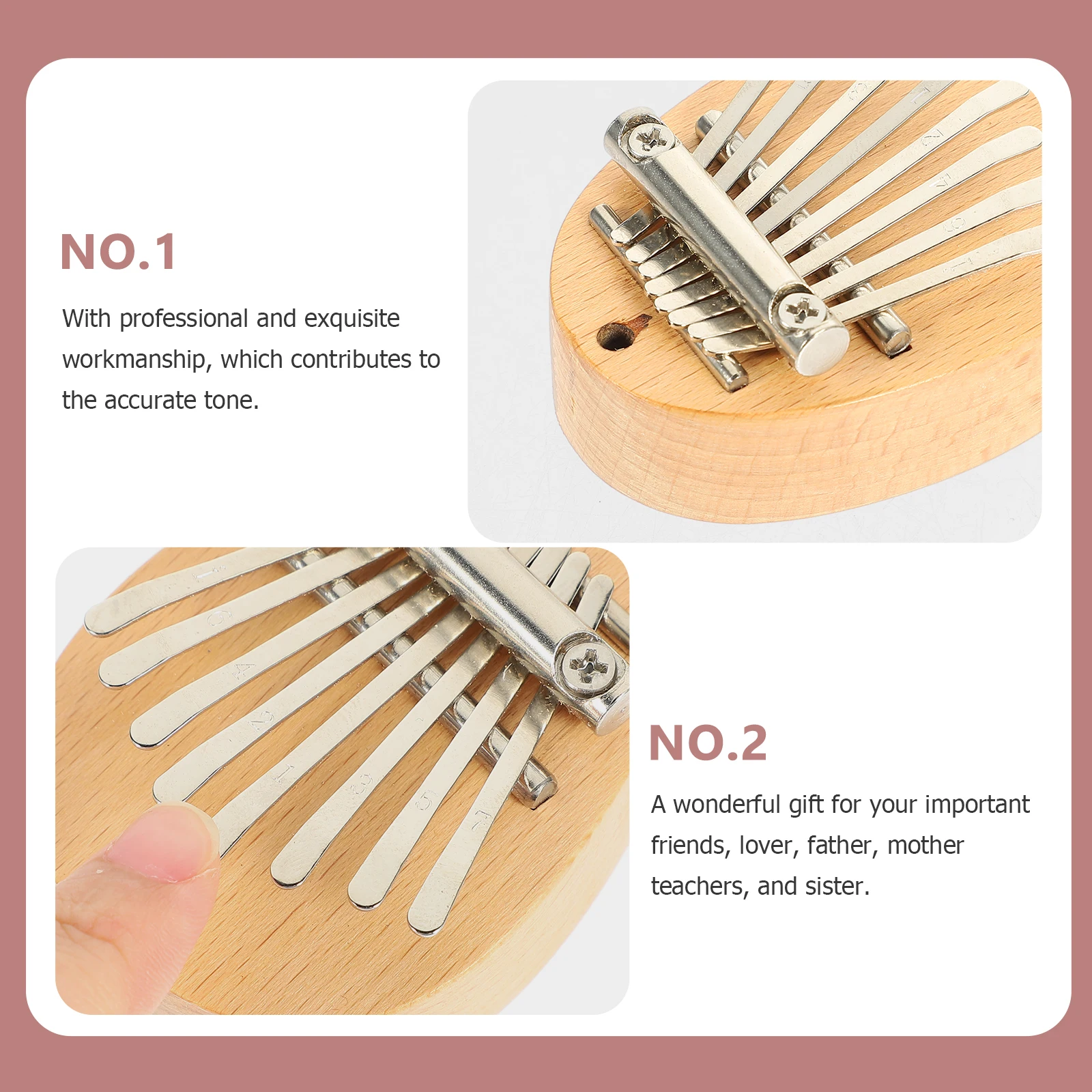 

Thumb Piano Finger Adornment Small Musical Instrument Miniature Kalimba Pine Wood Portable Pianio for Beginners