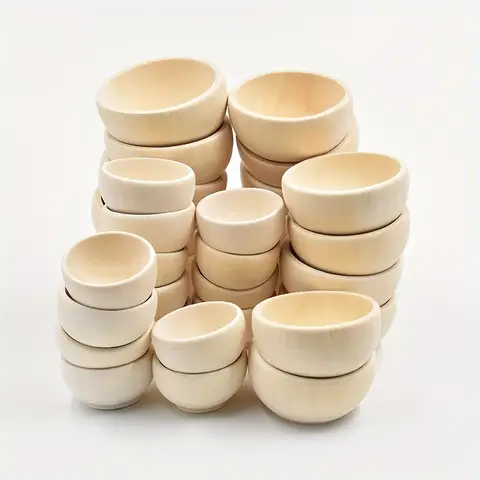5pcs unfinished wooden bowls 57x30mm and 10pcs 40x24mm DIY handcraft mini bowls for home decoration creative painting projects
