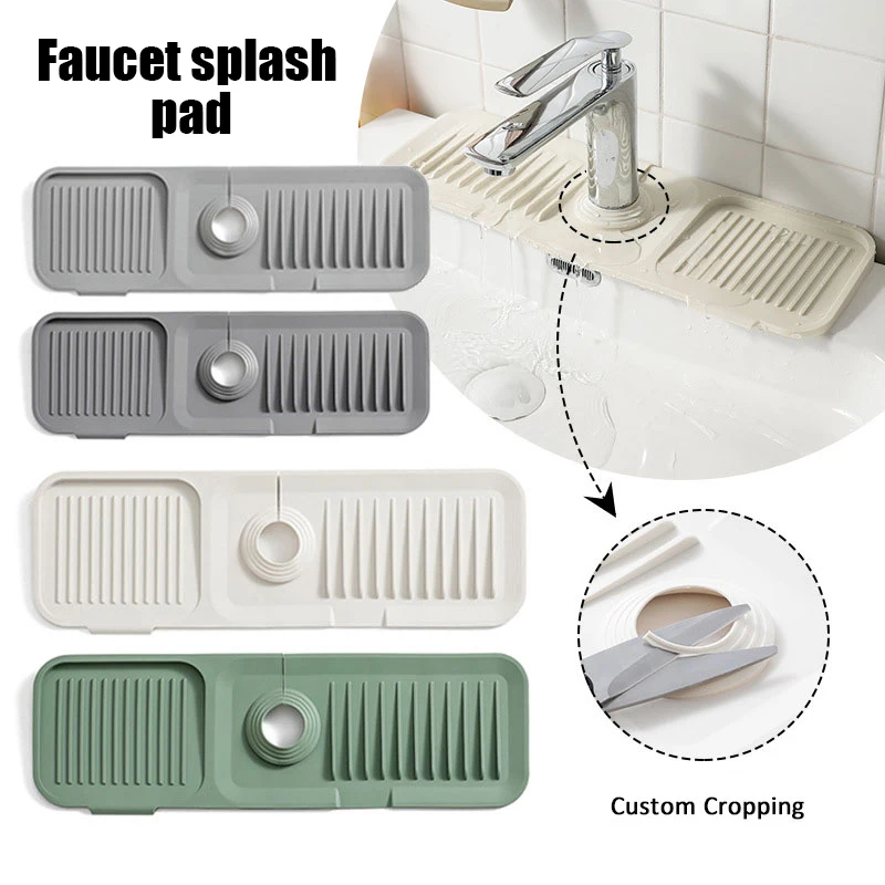 

Faucet Splash Guard Draining Tray Mat Kitchen Sink Silicone Faucet Pad Splash Mats Countertop Protector Kitchen Gadgets