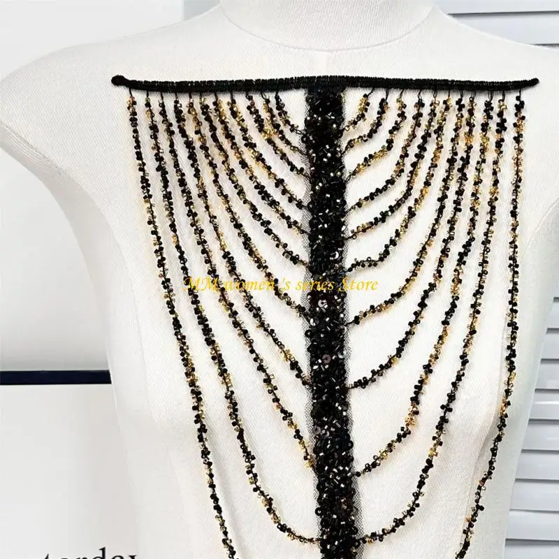 Q39Cエレガントなタッセルチェーン肩ファッショナブルな女性エポレットビーズパンクエポレットフェスティバルアクセサリー