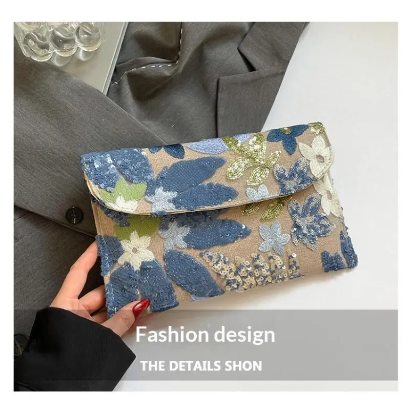 1 Stück Glitzernde Elegante Party-Handtaschen Stilvolle Pailletten-Abendclutches Perlenbesetzte Exquisite Blumenstickerei-Taschen für den Abend – Detail 7