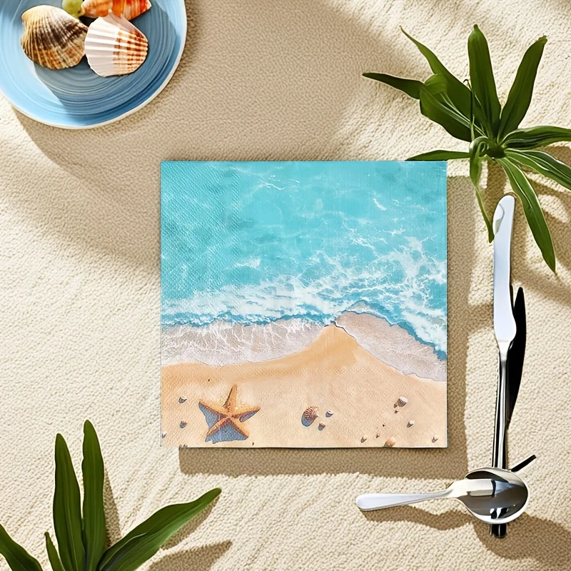 Summer Hawaiian Ocean Beach Theme Servietten – geeignet für Hochzeiten, Bars und Batmitzva, – dekorative Servietten im Sommer-Strand-Stil – Detail 11