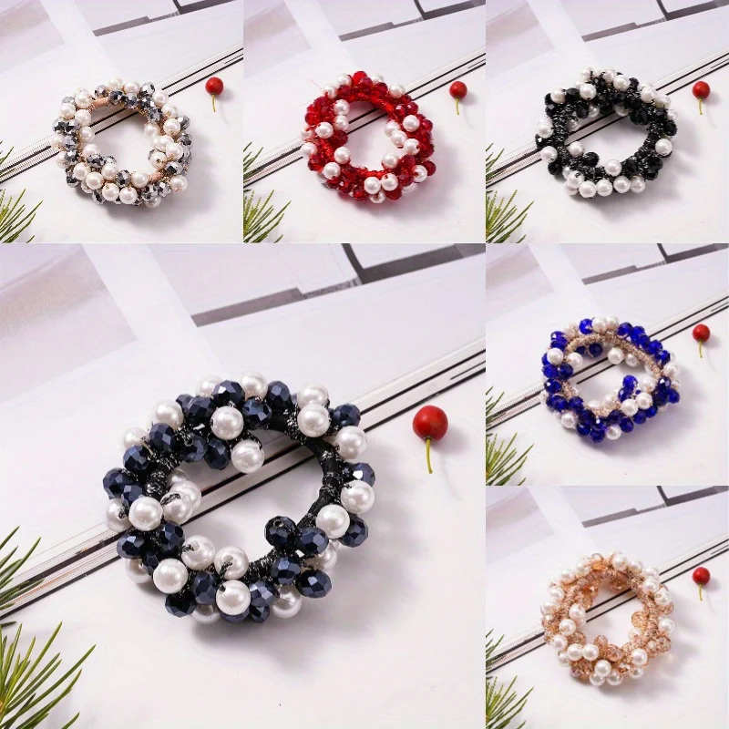 

Pearl Braided Scrunchies Bohemian Sweet Design Multi-Functional Hair Ties for Women Girls Daily Casual Ponytail Accessories