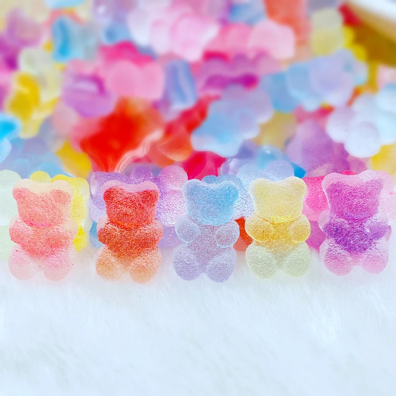 30 Pcs New Cute 17*11mm Mini Soft Glue Little Bear Flat Back Cabochon Scrapbook Kawaii DIY Charm Embellishments Accessories F71