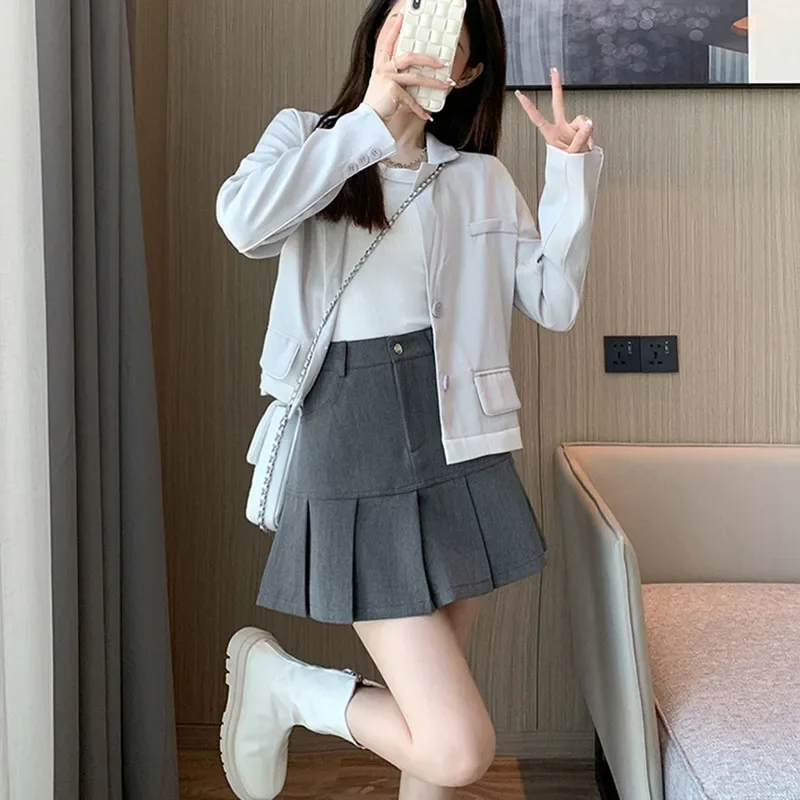 Women's Pleated Skirts Autumn Winter New Y2K Harajuku Uniforms Safety Shorts Mini Skirt Korean High Waist Slim A-Line Skirt