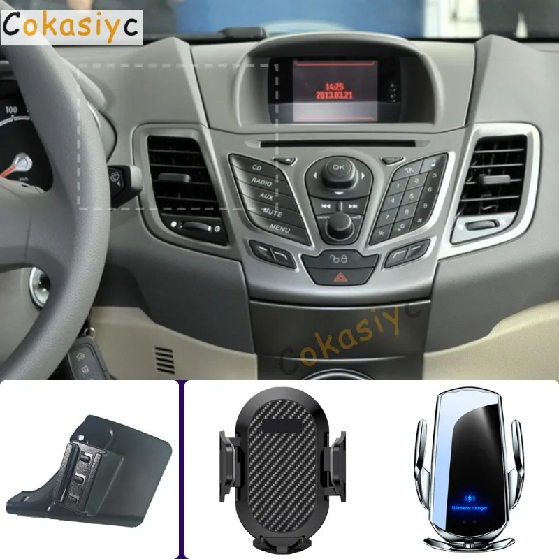 Suporte de telefone para carro, para ford fiesta 2009, 2010, 2011-2014, suporte para celular, carregamento sem fio, base fixa especial, acessórios
