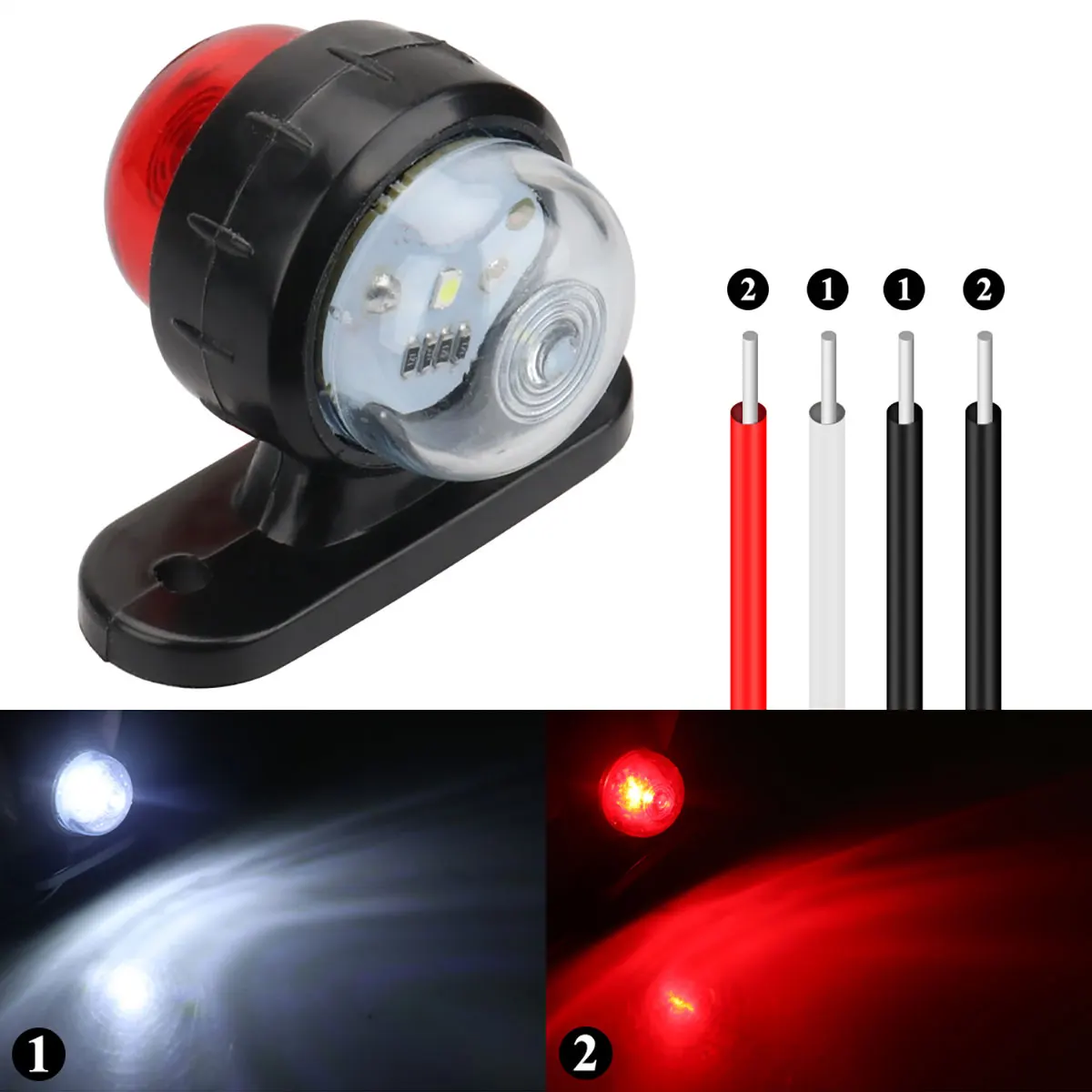 2PCS 12v-24v Truck LED Side Marker Lights Front Rear Clearance Lights  Outline Lamp Indicator Tail Light For Trailer Van Caravan