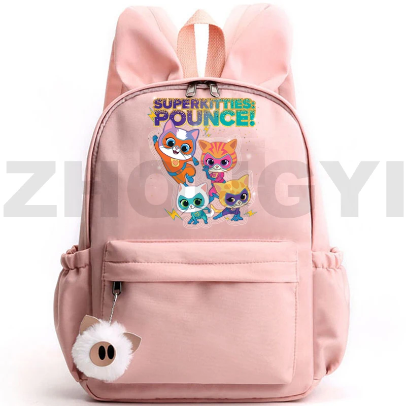 Lovely SuperKitties Mini Backpack Kawaii Cartoon Rabbit Ears Backpack Women Travel Small Bookbag Anime Cat Rucksack Kindergarten