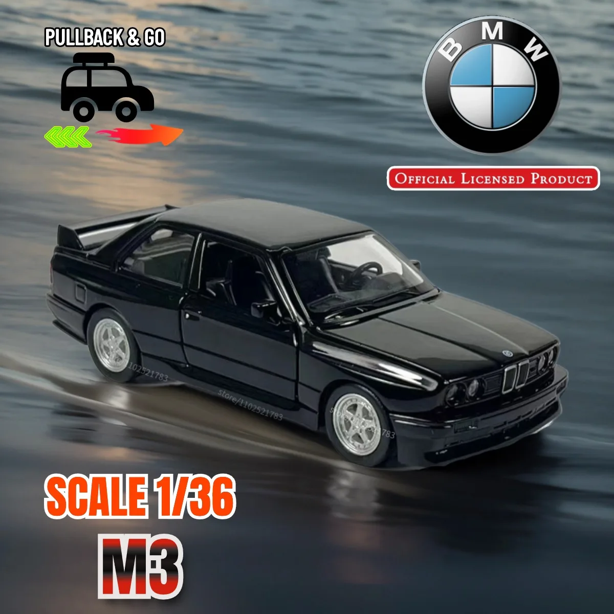 

BMW M3 1987 1:36 Scale Pullback Toy Car Model Official Licensed Alloy Diecast Vehicle Replica Xmas Gift Kid Boy Toy