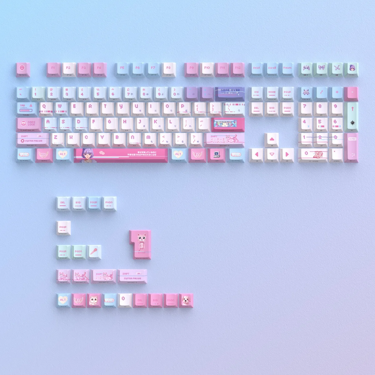 Cherry Profile 125 Keys Side Print PBT Keycaps Streamer Girl Theme for Magnetic Switch Mechanical Keyboard