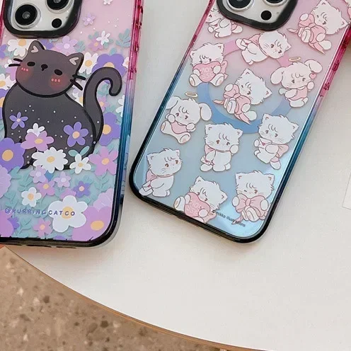 

Flower Cat MagSafe Phone Case Cover for IPhone 12 13 14 15 Pro Max Case for IPhone 15 Pro Max