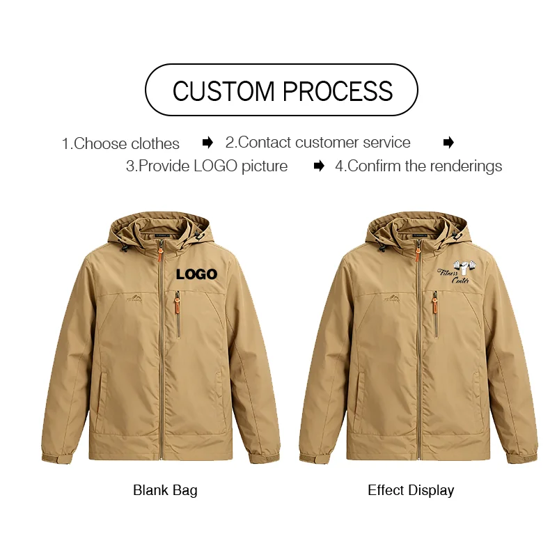 Men Sports Jacket Custom Logo Waterproof Breathable Outdoor Hiking Camping Cycling Hoodie Personality Custom Work Men Warm Coat