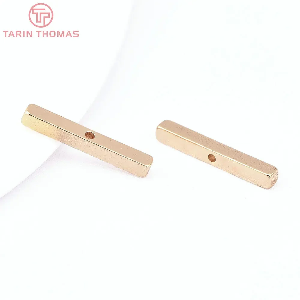 (8578) 6PCS 2.5x19MM 24K Gold Color Brass Middle Hole Square Stick Pendants High Quality DIY Jewelry Making Findings Accessories