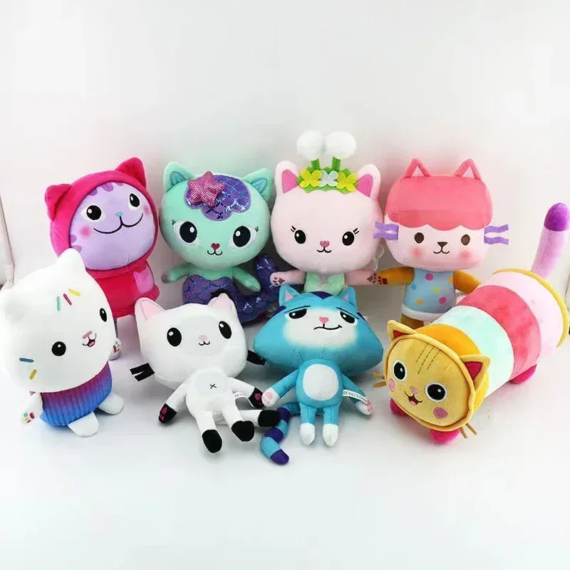 

25 см кукольный домик Габби, плюшевая игрушка Mercat, мультяшные мягкие куклы Gaby для девочек, русалка, кошка, животные, плюшевая подушка, детские подарки на день рождения