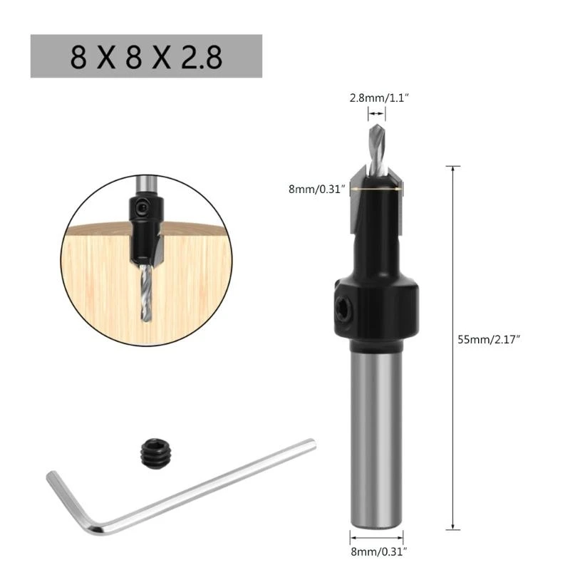 8 มม./10 มม. countersink สว่านบิตตู้สวดชุดเจาะรูเจาะหลุมนักบินสกรู